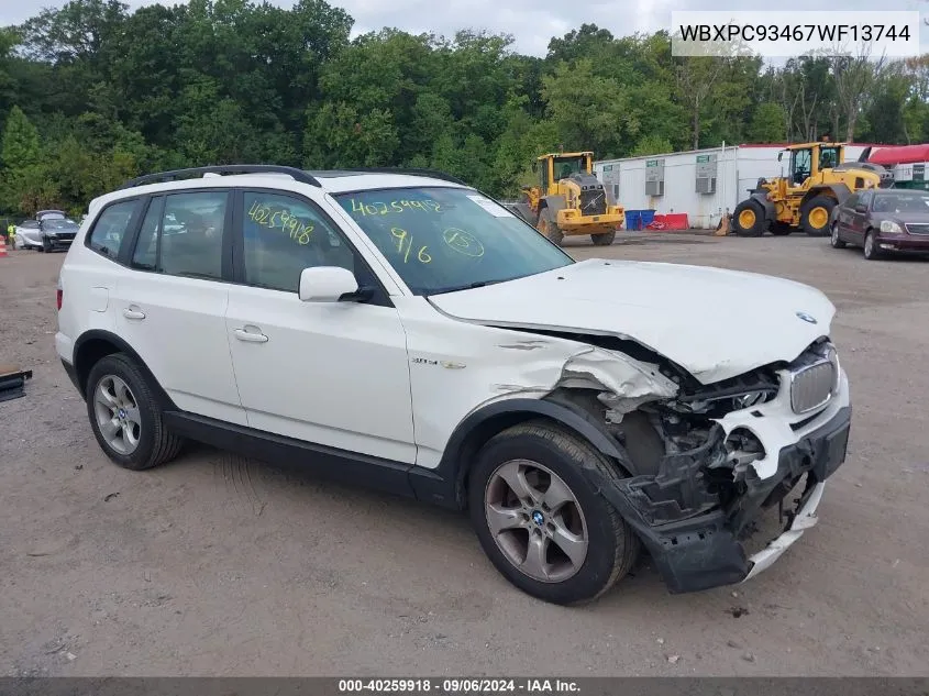 2007 BMW X3 3.0Si VIN: WBXPC93467WF13744 Lot: 40259918