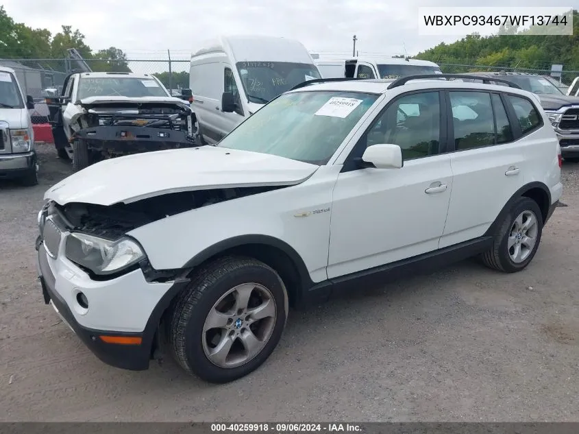 2007 BMW X3 3.0Si VIN: WBXPC93467WF13744 Lot: 40259918