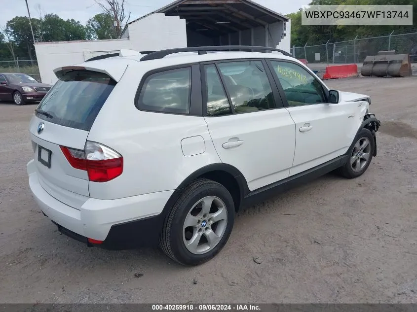 2007 BMW X3 3.0Si VIN: WBXPC93467WF13744 Lot: 40259918