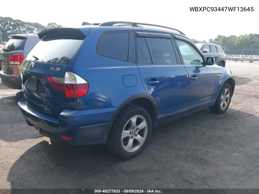 WBXPC93447WF13645 2007 BMW X3 3.0Si