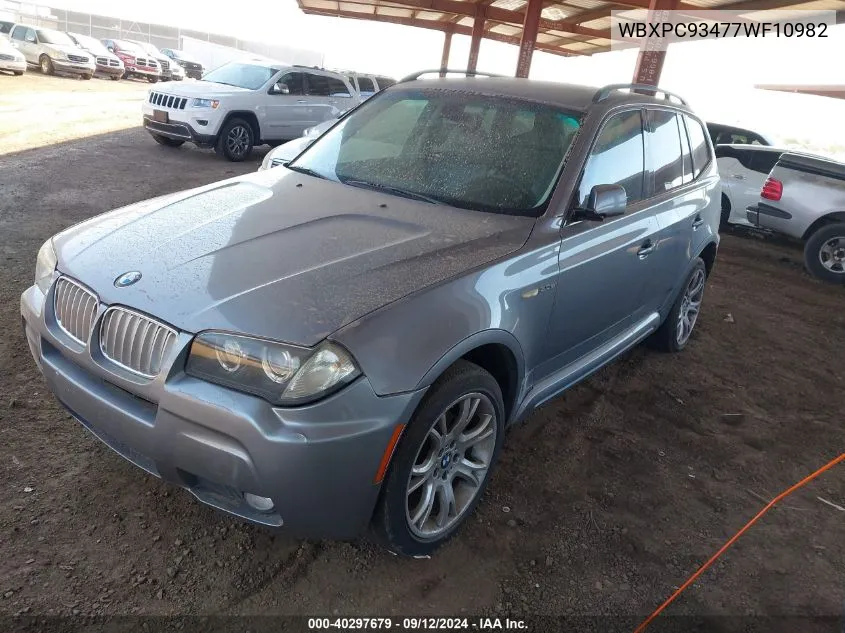 2007 BMW X3 3.0Si VIN: WBXPC93477WF10982 Lot: 40297679