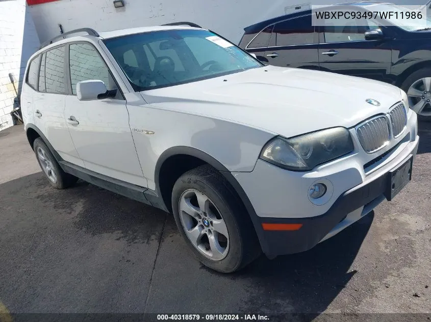 2007 BMW X3 3.0Si VIN: WBXPC93497WF11986 Lot: 40318579