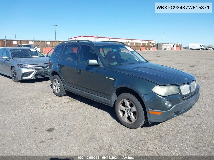 2007 BMW X3 3.0Si VIN: WBXPC93437WF15371 Lot: 40359018