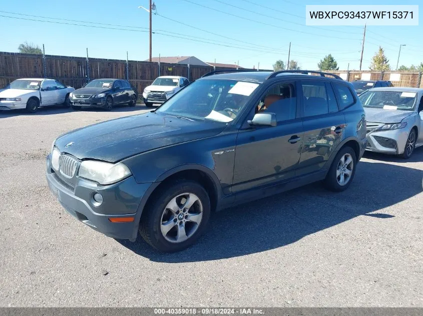 2007 BMW X3 3.0Si VIN: WBXPC93437WF15371 Lot: 40359018