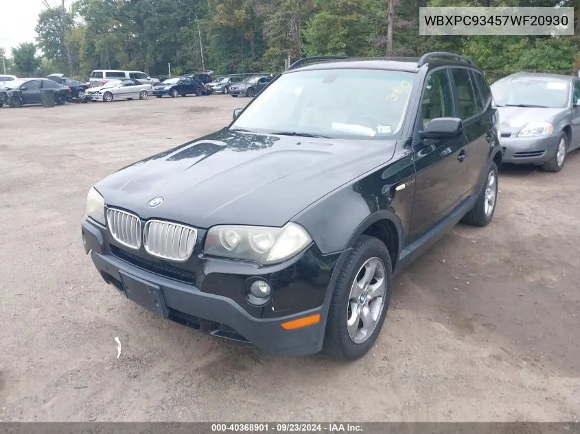 2007 BMW X3 3.0Si VIN: WBXPC93457WF20930 Lot: 40368901