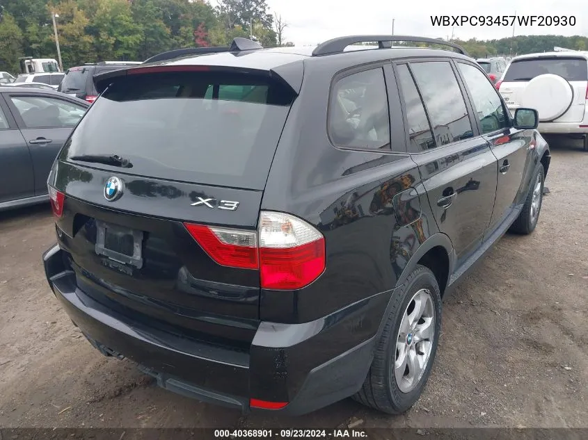 2007 BMW X3 3.0Si VIN: WBXPC93457WF20930 Lot: 40368901