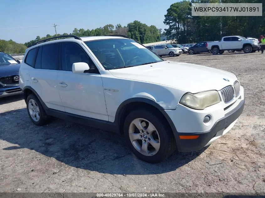 2007 BMW X3 3.0Si VIN: WBXPC93417WJ01891 Lot: 40529764