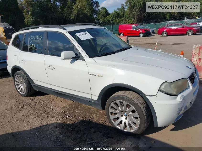 2007 BMW X3 3.0Si VIN: WBXPC93417WF24327 Lot: 40549828