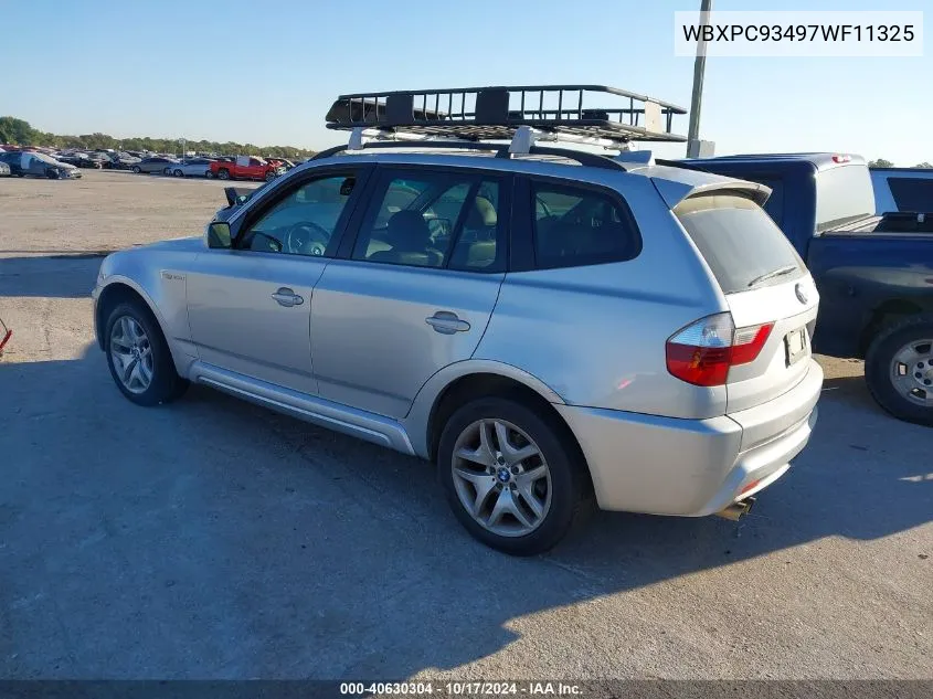 2007 BMW X3 3.0Si VIN: WBXPC93497WF11325 Lot: 40630304