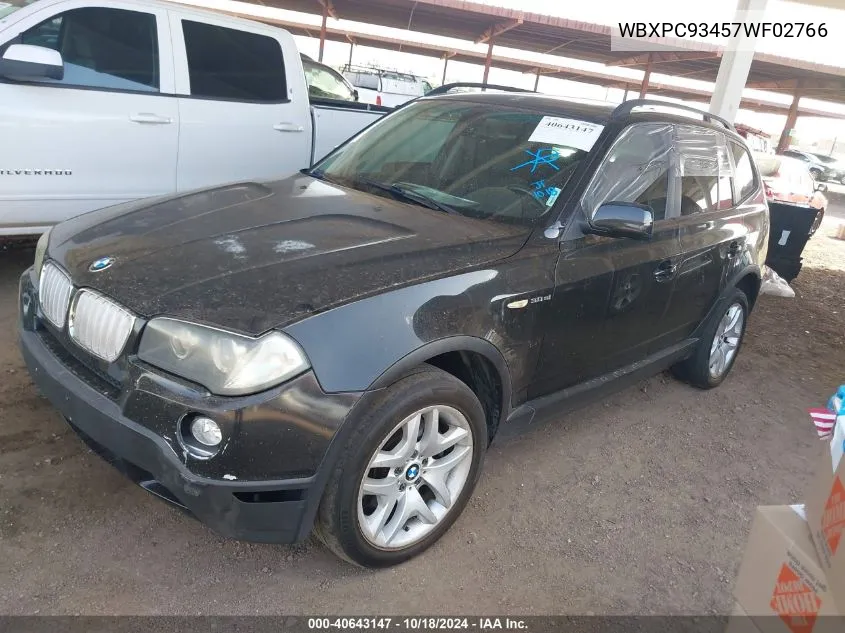 2007 BMW X3 3.0Si VIN: WBXPC93457WF02766 Lot: 40643147