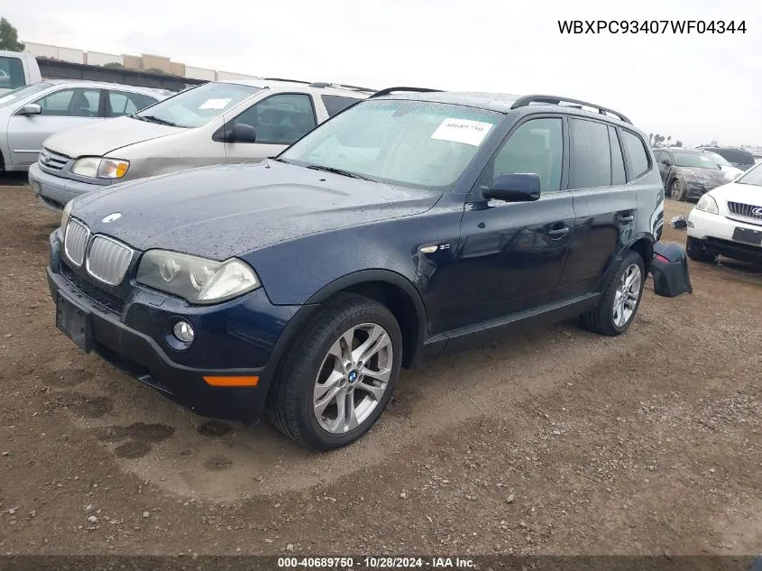 2007 BMW X3 3.0Si VIN: WBXPC93407WF04344 Lot: 40689750