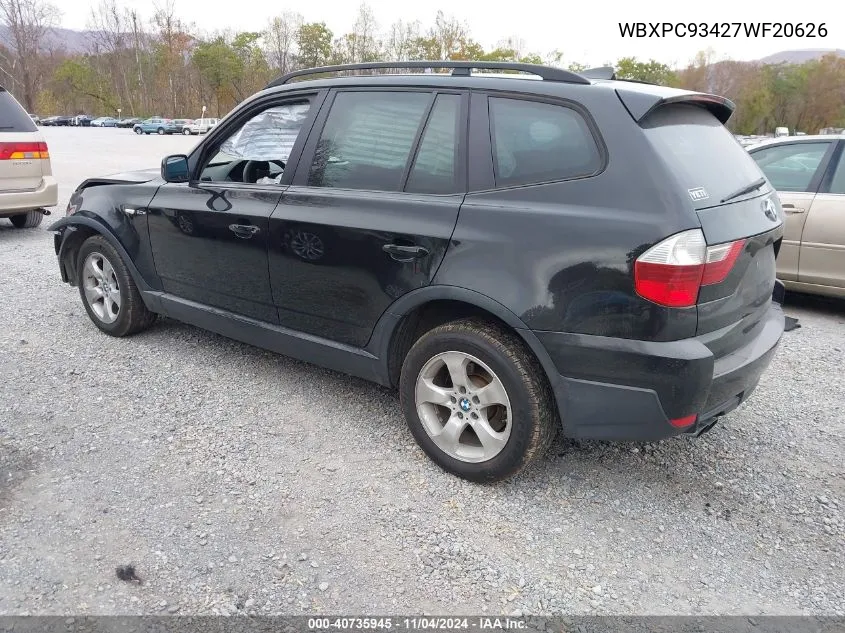 WBXPC93427WF20626 2007 BMW X3 3.0Si