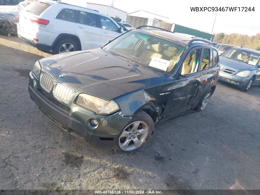 2007 BMW X3 3.0Si VIN: WBXPC93467WF17244 Lot: 40786326