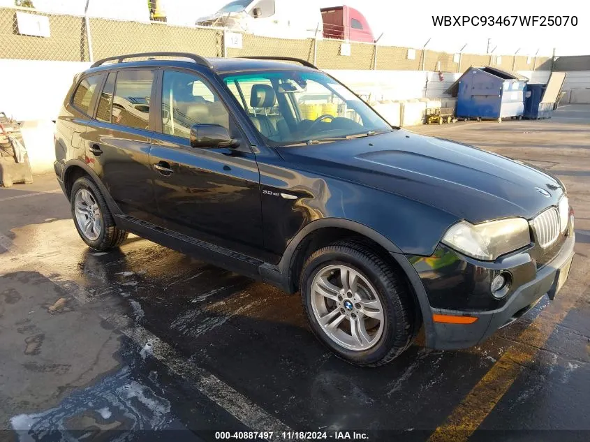 2007 BMW X3 3.0Si VIN: WBXPC93467WF25070 Lot: 40887497