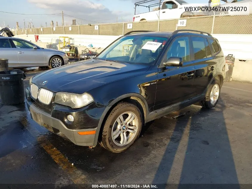 2007 BMW X3 3.0Si VIN: WBXPC93467WF25070 Lot: 40887497