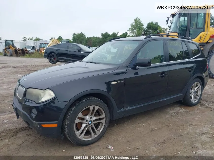 2008 BMW X3 3.0Si VIN: WBXPC93468WJ05730 Lot: 12053828