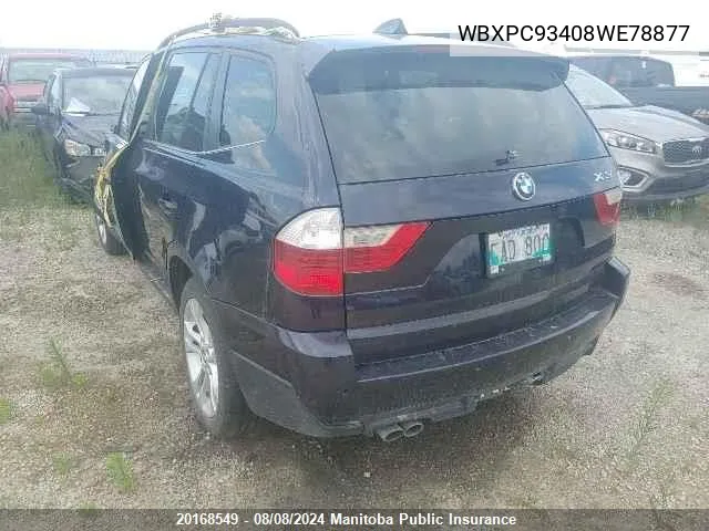 WBXPC93408WE78877 2008 BMW X3 3.0Si