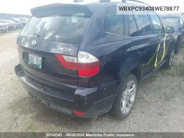 WBXPC93408WE78877 2008 BMW X3 3.0Si