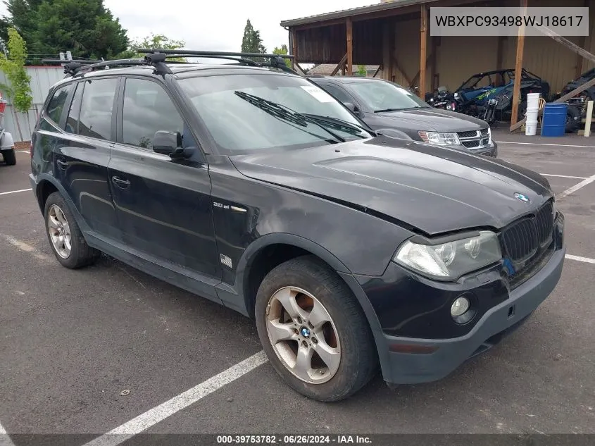 2008 BMW X3 3.0Si VIN: WBXPC93498WJ18617 Lot: 39753782