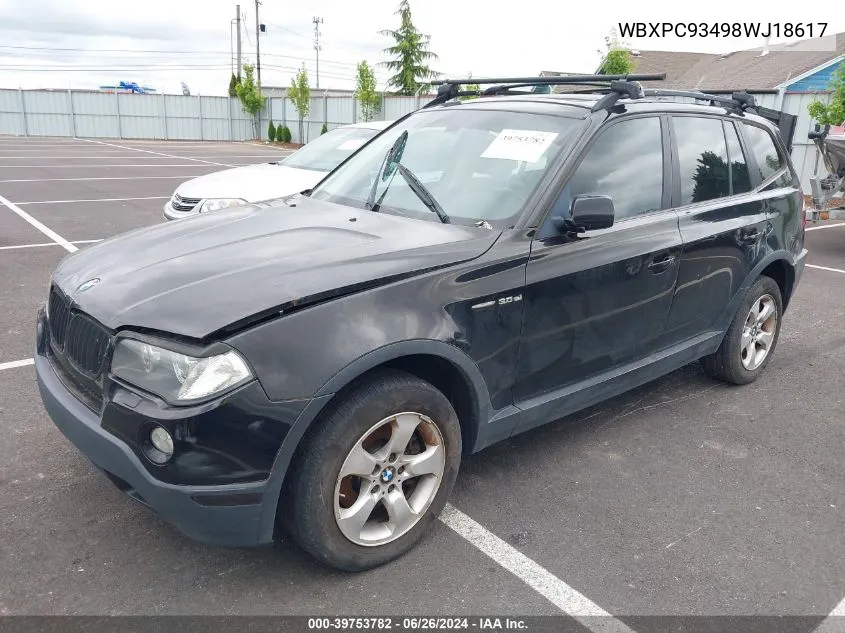 WBXPC93498WJ18617 2008 BMW X3 3.0Si