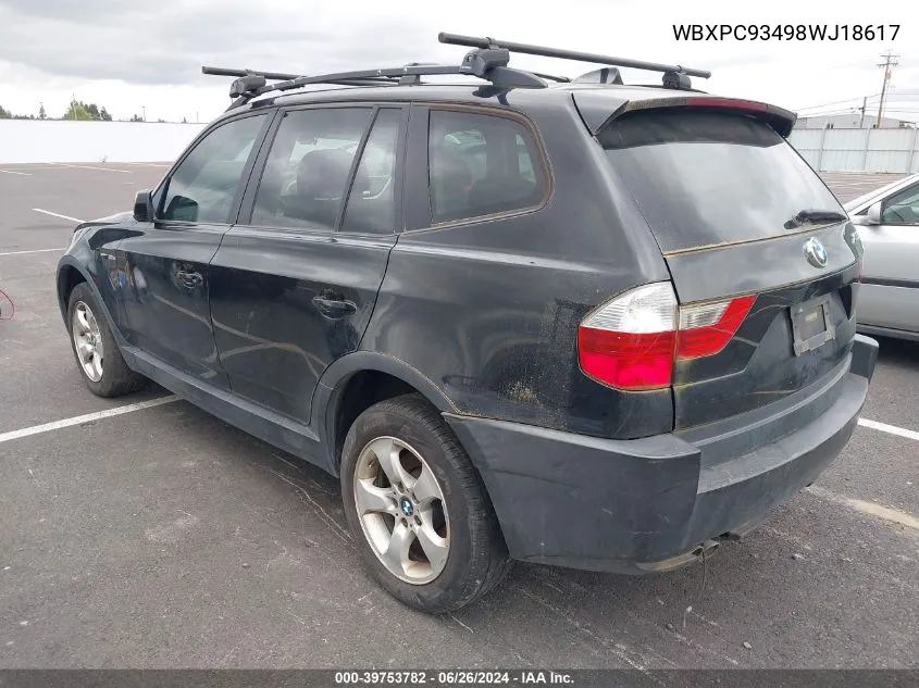 WBXPC93498WJ18617 2008 BMW X3 3.0Si