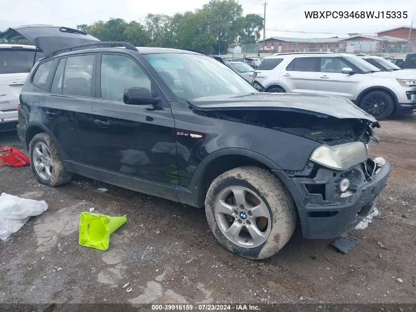 2008 BMW X3 3.0Si VIN: WBXPC93468WJ15335 Lot: 39916159