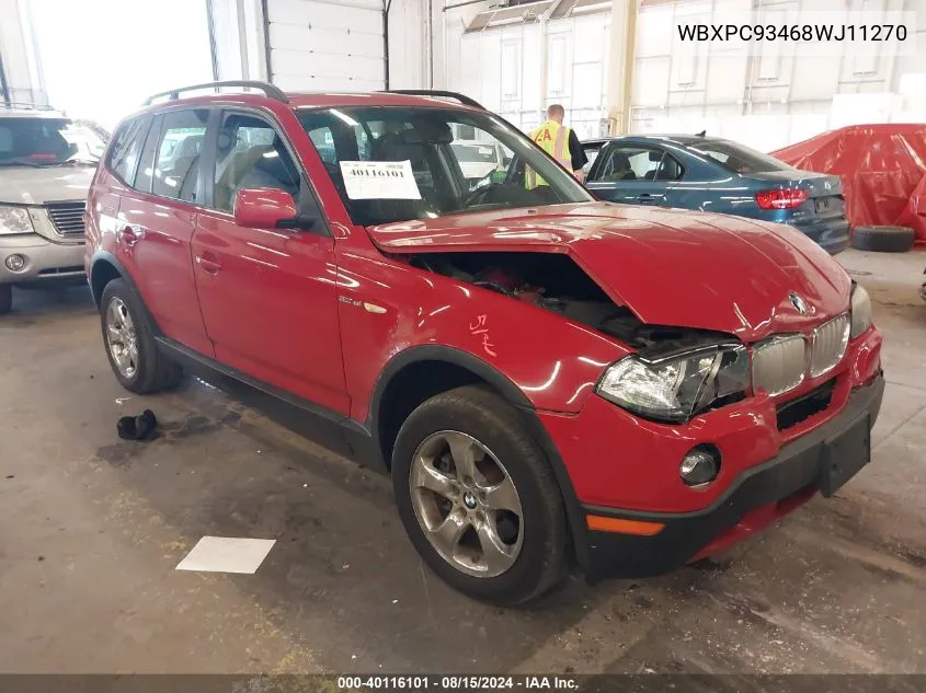 2008 BMW X3 3.0Si VIN: WBXPC93468WJ11270 Lot: 40116101