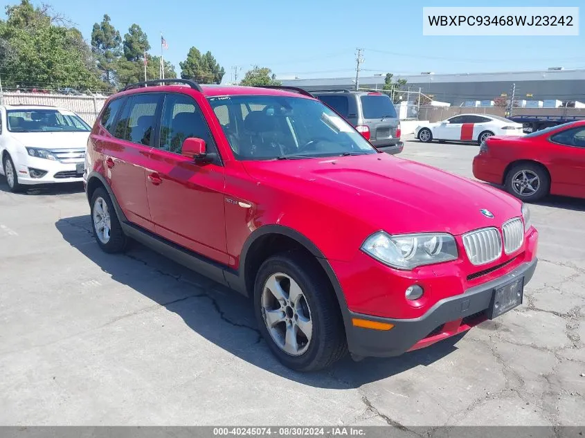 2008 BMW X3 3.0Si VIN: WBXPC93468WJ23242 Lot: 40245074