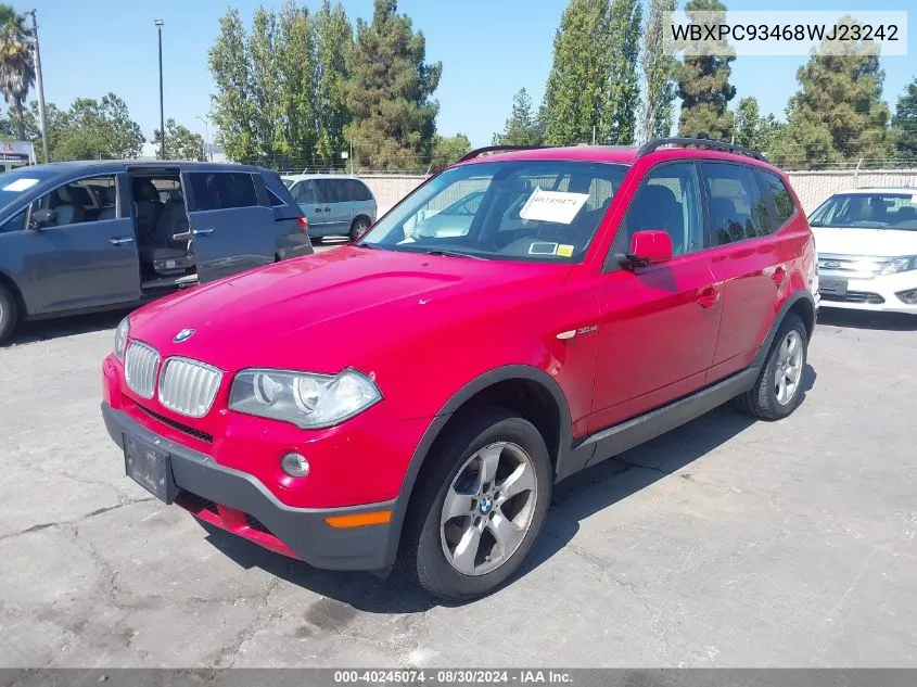 2008 BMW X3 3.0Si VIN: WBXPC93468WJ23242 Lot: 40245074