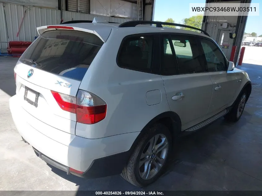 WBXPC93468WJ03511 2008 BMW X3 3.0Si