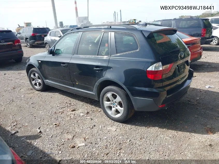 WBXPC93498WJ18441 2008 BMW X3 3.0Si