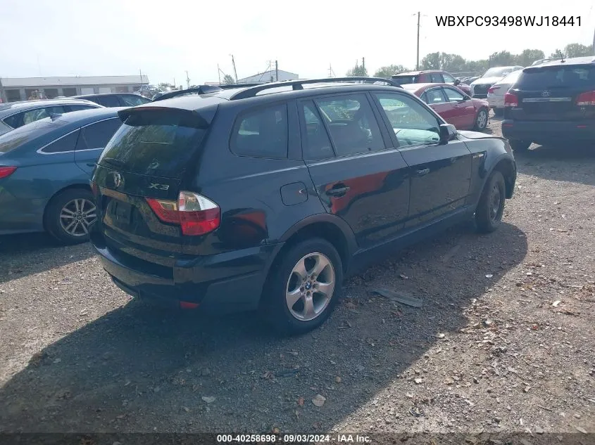 WBXPC93498WJ18441 2008 BMW X3 3.0Si