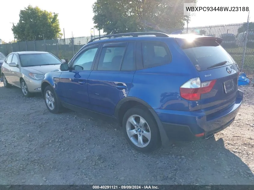 WBXPC93448WJ23188 2008 BMW X3 3.0Si