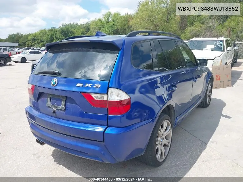 WBXPC93488WJ18852 2008 BMW X3 3.0Si