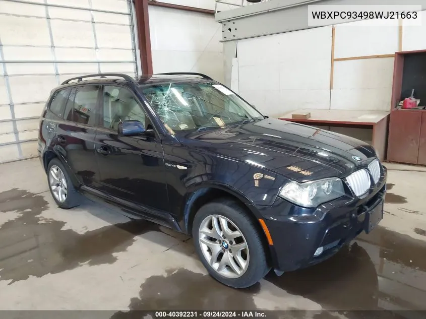 WBXPC93498WJ21663 2008 BMW X3 3.0Si