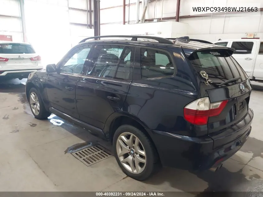 WBXPC93498WJ21663 2008 BMW X3 3.0Si