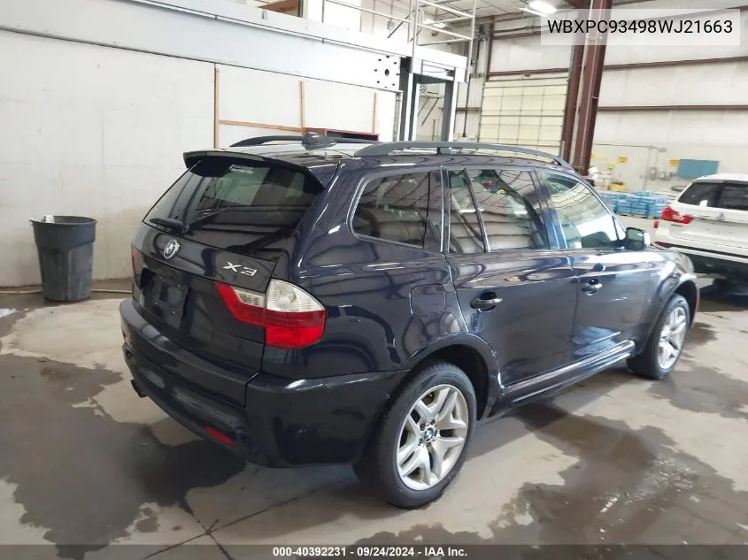 WBXPC93498WJ21663 2008 BMW X3 3.0Si