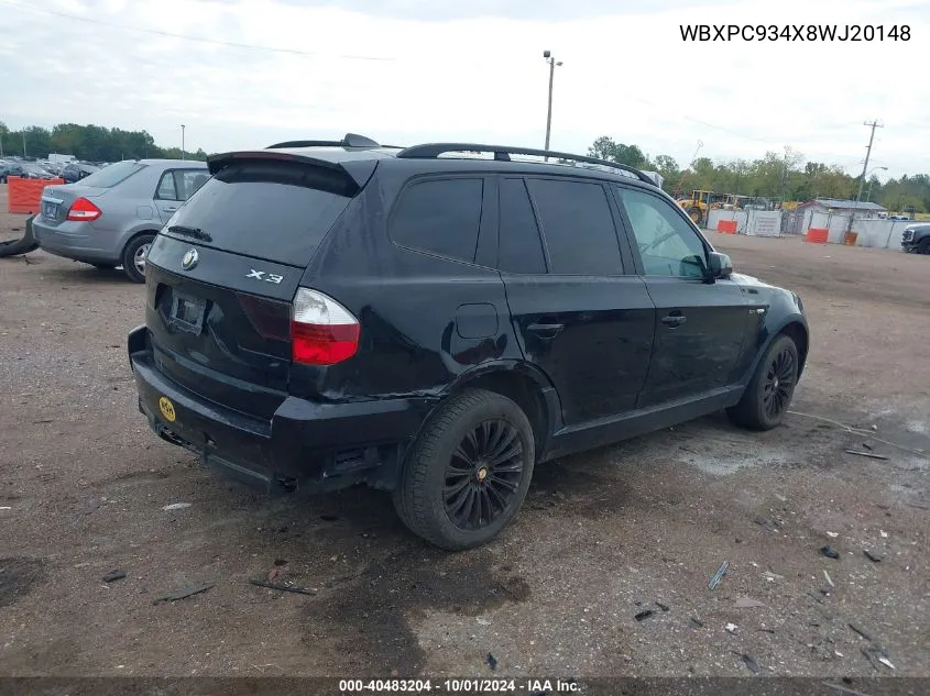 WBXPC934X8WJ20148 2008 BMW X3 3.0Si