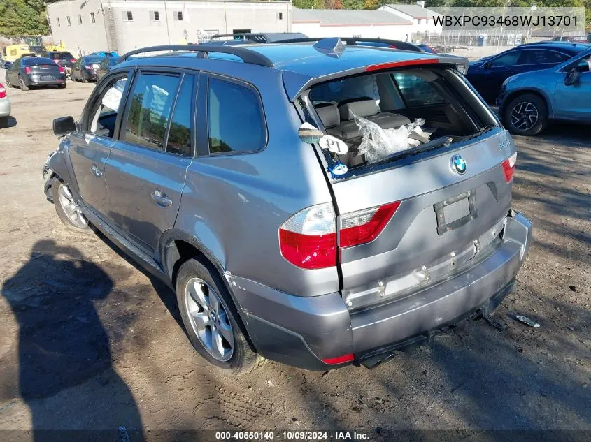 2008 BMW X3 3.0Si VIN: WBXPC93468WJ13701 Lot: 40550140