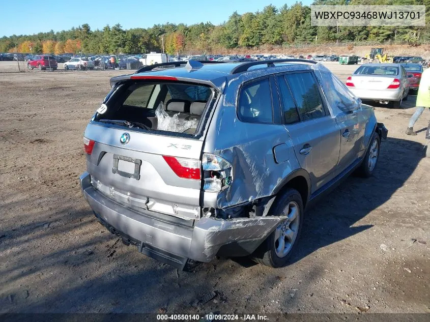 2008 BMW X3 3.0Si VIN: WBXPC93468WJ13701 Lot: 40550140