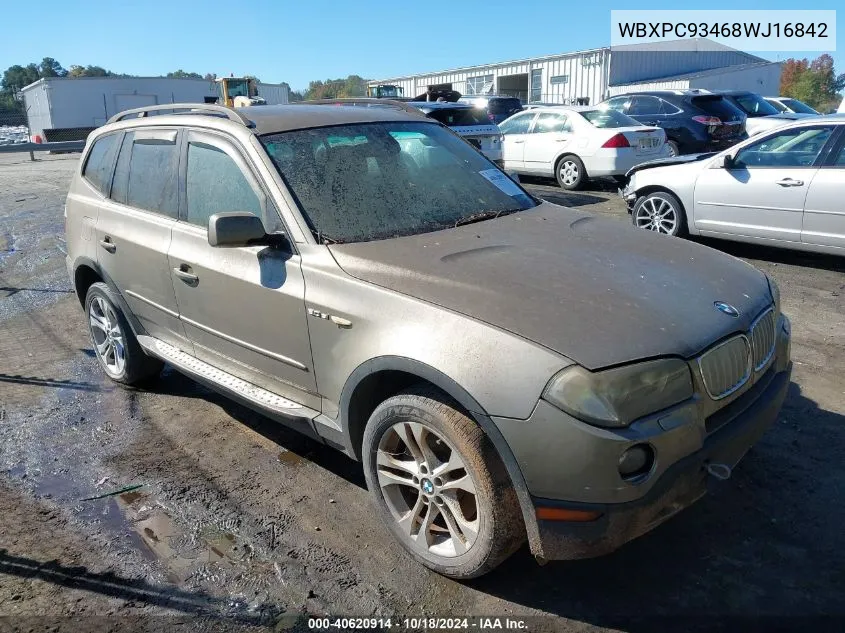 2008 BMW X3 3.0Si VIN: WBXPC93468WJ16842 Lot: 40620914