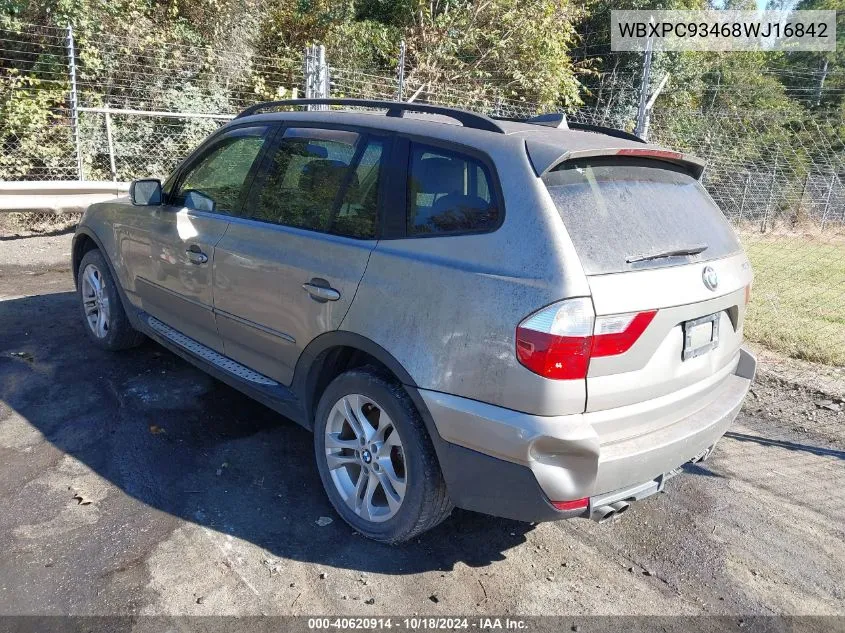 2008 BMW X3 3.0Si VIN: WBXPC93468WJ16842 Lot: 40620914