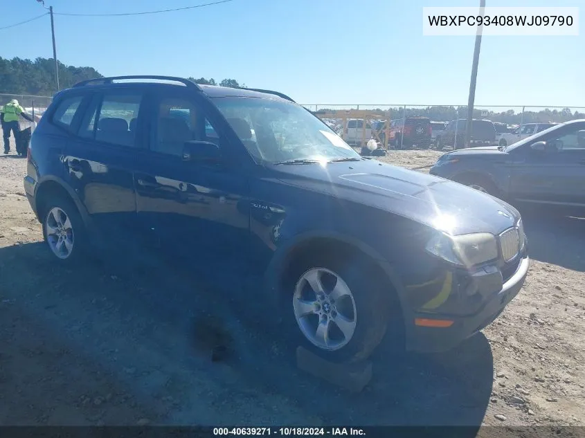 2008 BMW X3 3.0Si VIN: WBXPC93408WJ09790 Lot: 40639271