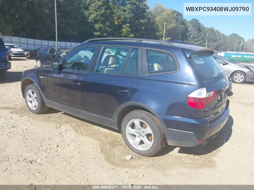 WBXPC93408WJ09790 2008 BMW X3 3.0Si