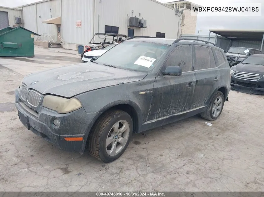 2008 BMW X3 3.0Si VIN: WBXPC93428WJ04185 Lot: 40745016