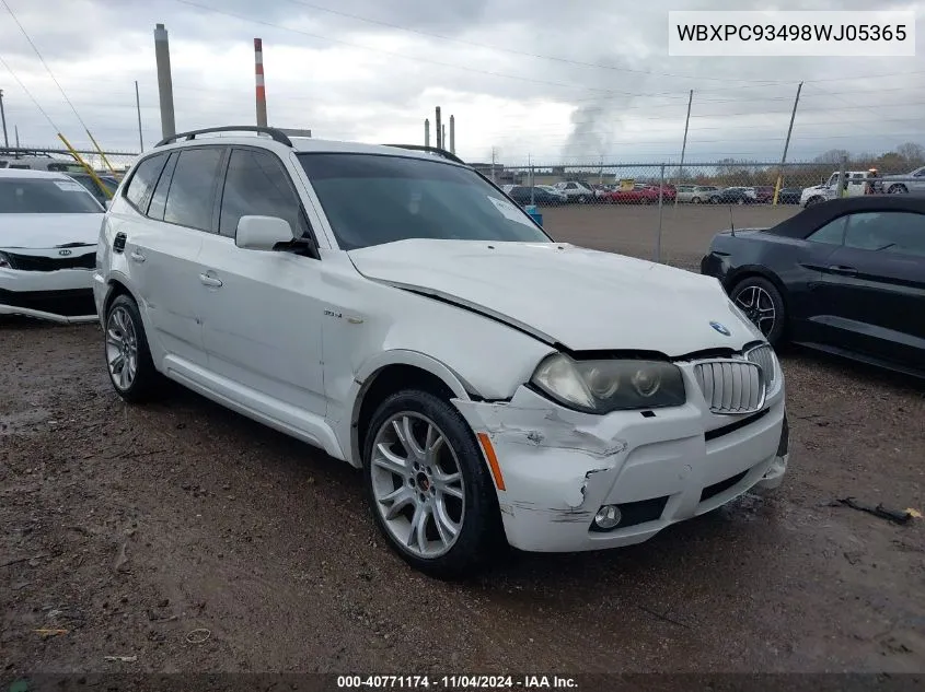 2008 BMW X3 3.0Si VIN: WBXPC93498WJ05365 Lot: 40771174