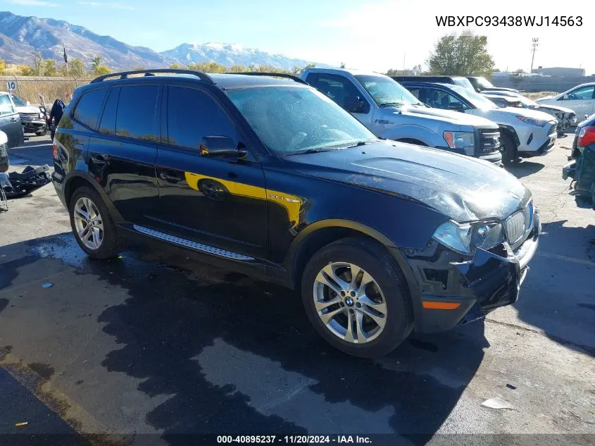 2008 BMW X3 3.0Si VIN: WBXPC93438WJ14563 Lot: 40895237