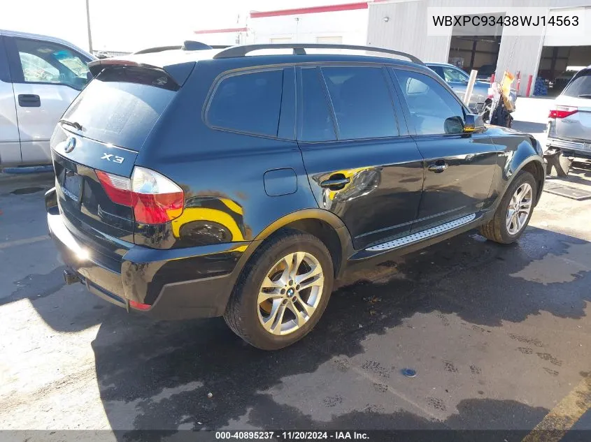 2008 BMW X3 3.0Si VIN: WBXPC93438WJ14563 Lot: 40895237