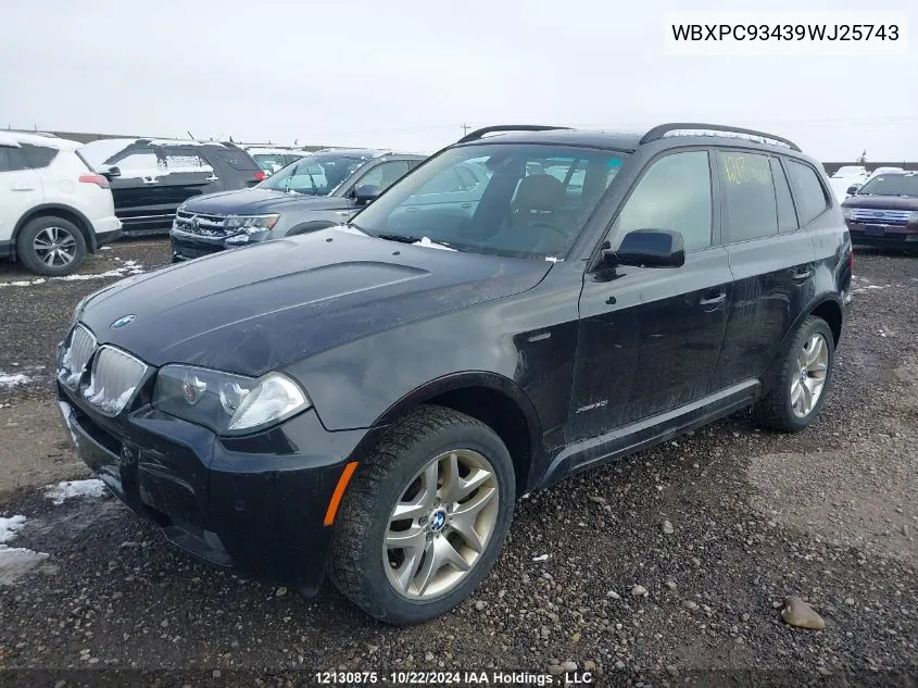 2009 BMW X3 VIN: WBXPC93439WJ25743 Lot: 12130875