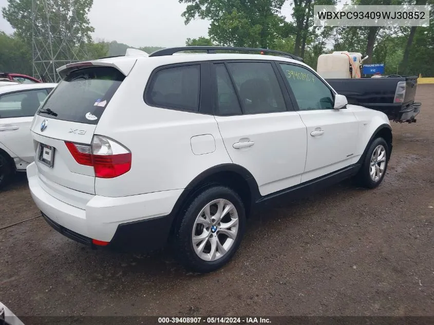 2009 BMW X3 xDrive30I VIN: WBXPC93409WJ30852 Lot: 39408907